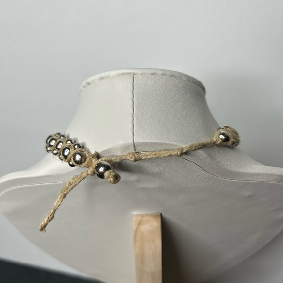 Artisan Bohemian Vintage Beaded Donut Pendant Jute Braided‎ Statement Necklace - Picture 11 of 16